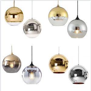 北欧玻璃圆球吊灯灯罩餐厅吧台单头艺术设计师轻奢金色银色小吊灯
