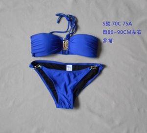 PYP015 S號 抺胸款爆乳 蓝色泳衣比基尼套裝泳裤三角款