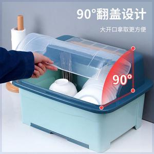 筷子碗箱多功能大号塑料碗柜带盖沥水出租屋家用置物架简易碗柜架