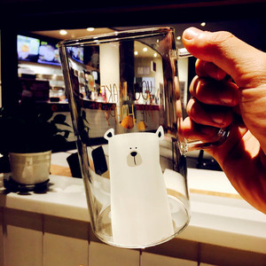创意玻璃马克杯简约情侣玻璃杯大容量清新办公杯可爱耐热开水杯子