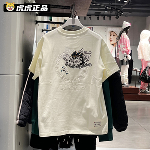 Adidas阿迪三叶草男女情侣CNY龙年新款印花圆领短袖IX4221 IX4222