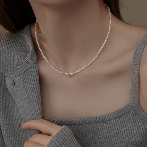 赫本印象丨法式极细小米珠2mm淡水珍珠baby细珍珠项链延长链轻奢