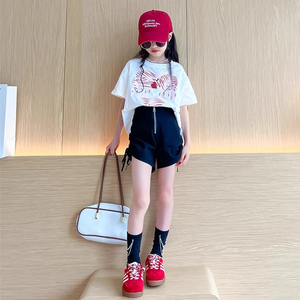 韩国代购女童套装新款大童短裤夏季童装时髦洋气小女孩衣服休闲装