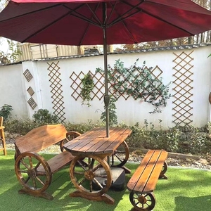 碳化防腐实木桌椅套件户外庭院休闲花园阳台露天组合复古茶餐桌凳