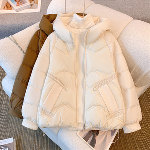 小个子羽绒棉服女2023新款皮草派克服短款保暖棉袄白色外套设计感