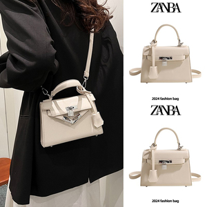 ZARI夏季2024新款荔枝纹高级感小众设计斜挎凯莉包包女时尚手提包