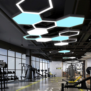 led六边形吊灯蜂巢造型灯办公室健身房网咖店铺六角灯工业风灯具