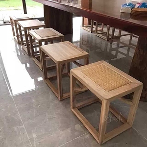 老榆木换鞋凳免漆方凳子小板凳禅意床尾凳纯实木沙发凳新中式茶凳
