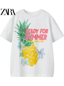 ZARA 新款 童装女童 水果菠萝印花T恤 5048702 300