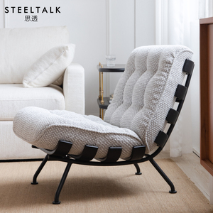 极简单人沙发椅家用客厅休闲椅阳台复古现代设计师咖啡新中式躺椅