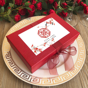 中式定制结婚喜糖盒中国风伴手礼礼盒空盒创意婚礼盒子红色硬纸盒