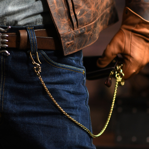 美式复古纯铜裤链哈雷机车潮男财布链腰链阿美咔叽金属品质钥匙链