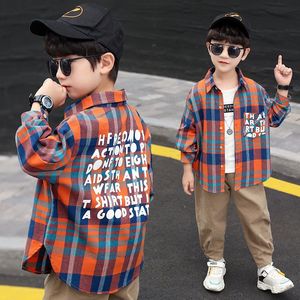 男童衬衫2022春秋新款儿童洋气格子衬衣韩版中大童男孩长