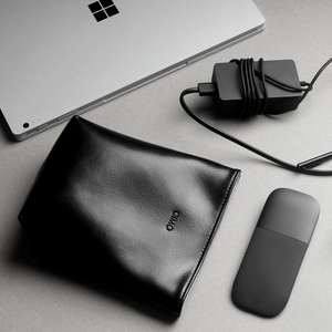 CIMO 笔记本电源收纳包鼠标真皮袋数据线适配器耳机U盘保护套黑色