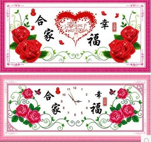 手工十字绣成品合家幸福幸福的约定红色玫瑰花客厅新款挂画包邮