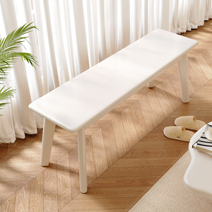 全实木长条凳简约现代卧室原木床尾凳原木客厅餐桌凳子北欧换鞋凳