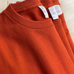 暖橙色 脏橘色南瓜橘250g重磅短袖t恤女纯棉圆领纯色上衣宽松夏季