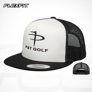 FLEXFIT PT高尔夫联名款平沿帽男士美式硬顶网眼防晒棒球帽嘻哈帽