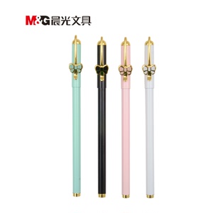 晨光花漾金属中性笔W9501蝴蝶结黑色签字笔学生办公笔子弹头0.5mm