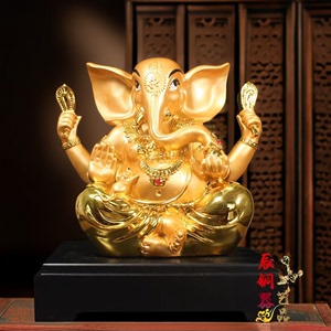 泰国印度象鼻财神神像树脂工艺品象头神红财神家居装饰供奉摆件