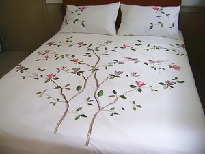 新品外贸出口纯棉超大绣花被套床单 枕套1.5-2米床 限时 促销
