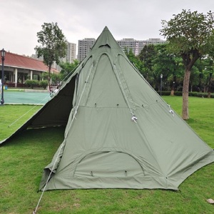 大白熊户外多人印第安塔火帐篷露营八角加厚复古防水科技棉布尖顶