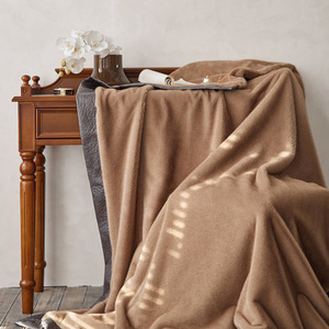出口原单秋冬保暖弧貂皮草毛毯高级纯色休闲毯加厚沙发毯绒毯抱枕