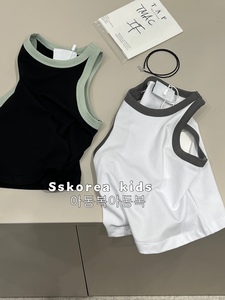 波拉bora韩国童装男童背心洋气时髦2024女童夏装无袖T恤上衣打底