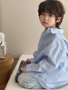 波拉bora韩国童装男童衬衫春款2024新款洋气儿童衬衣洋气女童上衣