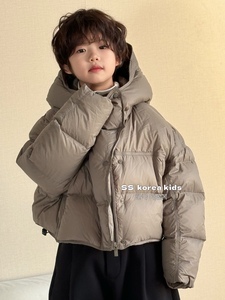 波拉bora韩国童装时尚男童羽绒服2023女童冬装外套中大童时髦装