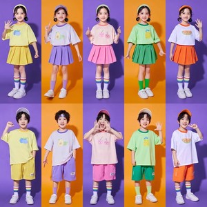 小学生运动会开幕式服装幼儿园糖果色表演服六一儿童啦啦队演出服