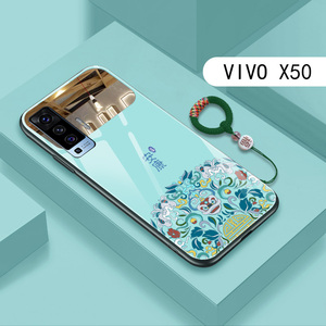 适用新款vivox50手机壳x90vivo中国风x80pro套x70por+国潮x60t镜面玻璃x30p高级x27男女款x23幻彩21s镜子定制