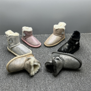 商场处理儿童雪地靴冬季新款真皮羊毛加厚平底防滑保暖男女童棉靴