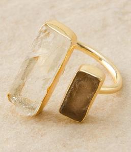 日本正品直邮新款天然水晶铜合金气质女士戒指指环流行饰品首饰