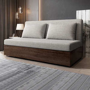 实木沙发床储物两用多功能可折叠1.8米三人简约推拉式双人折叠床
