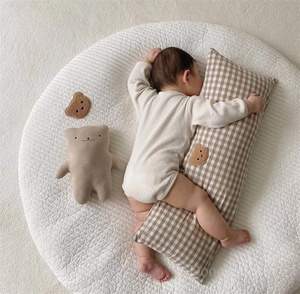 ins新生宝宝爬行垫 加厚刺绣游戏垫儿童房坐垫纯棉地毯圆形可拆洗