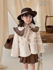 叮咔啦小童外套冬季羔毛保暖洋气皮领韩国童装