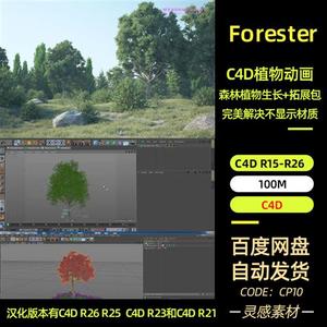 C4D插件-中文汉化版Forester for C4D拓展包 森林植物生长R15-R26