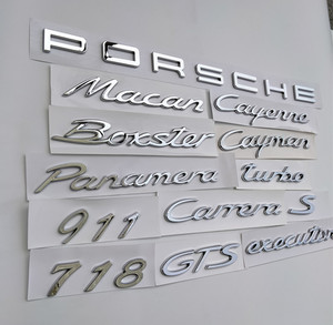 新款保时捷卡宴车标macan尾标718卡曼Boxster911卡雷拉英文标志贴