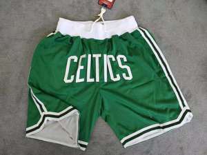 波士顿凯尔特人队球裤复古刺绣口袋版球裤美式高街篮球裤
