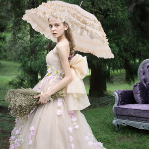 洛丽塔Lolita公主可爱花边雨伞仙女婚纱摄影写真新娘结婚长柄伞
