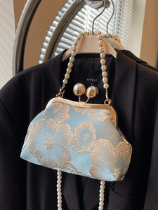新中式复古风旗袍晚宴包包珍珠链条包贝壳包高级感洋气搭配裙子包