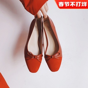 520礼物2024年上官公主 女士芭蕾鞋低帮鞋单根粗跟单鞋四