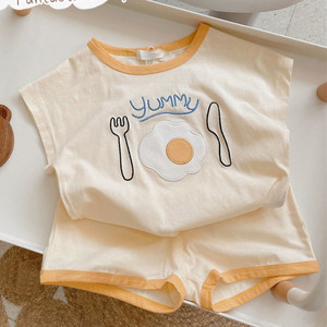 婴儿衣服夏季纯棉卡通可爱宽松短袖套装六7八9十个月男女宝宝童装