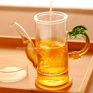 龙把红茶壶 带把带嘴带内胆玻璃泡茶器  耐热透明玻璃杯茶具