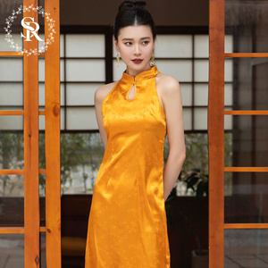 新中式女复古改良年轻款京派旗袍连衣裙高级感无袖气质高分叉晨袍