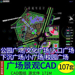 城市入口下沉式文化校园广场景观公园规划园林设计CAD总平面图纸