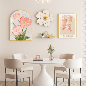 温馨餐厅装饰画北欧饭厅餐桌挂画创意墙面组合画钟表文艺背景墙画