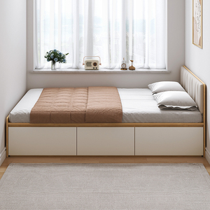 软包榻榻米床板式现代简约踏踏米小户型收纳储物床单人小卧室