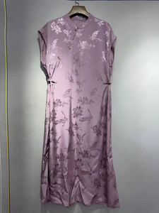 新中式禅意古典女装中国风旗袍改良低领垂坠感新中式连衣裙